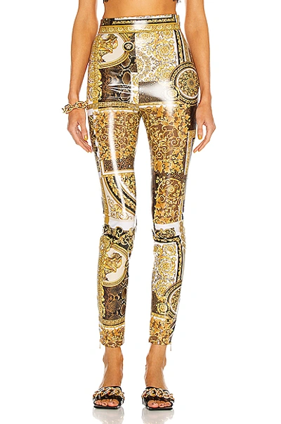 Shop Versace Barocco Skinny Legging In Gold & Brown