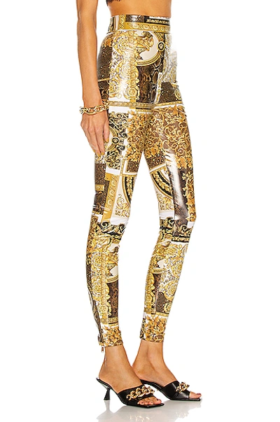 Shop Versace Barocco Skinny Legging In Gold & Brown