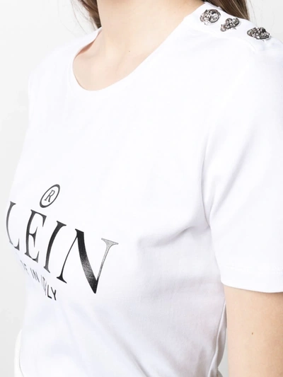 Philipp Plein Logo Embroidery T-shirt With Buttons In White