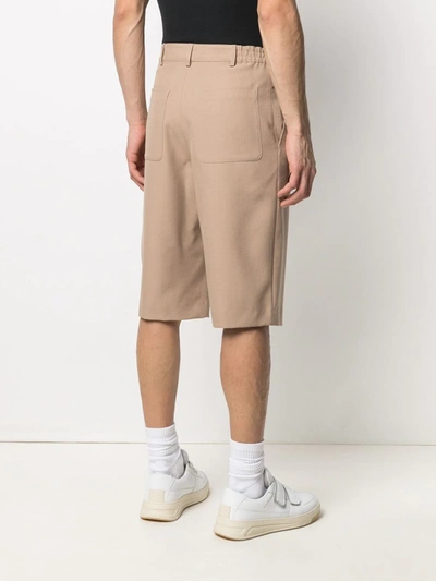 Shop Ami Alexandre Mattiussi Mid-rise Wool Shorts In Brown
