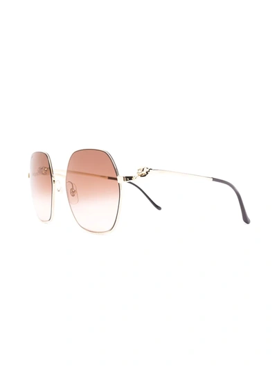 Shop Cartier Panthére Hexagnal-frame Sunglasses In Gold