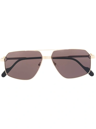 Shop Cartier C De  Navigator-frame Sunglasses In Gold