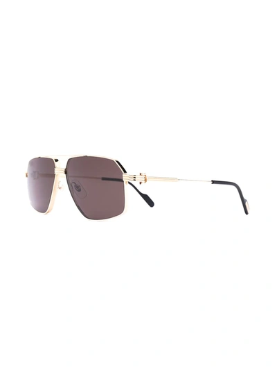 Shop Cartier C De  Navigator-frame Sunglasses In Gold