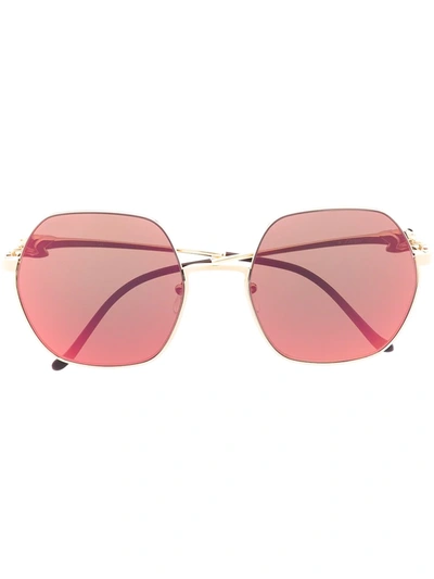 Shop Cartier Panthére Hexagnal-frame Sunglasses In Gold