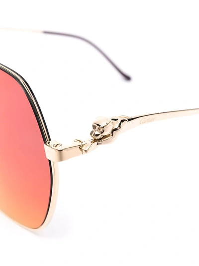 Shop Cartier Panthére Hexagnal-frame Sunglasses In Gold