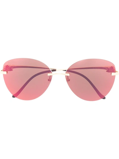 Shop Cartier Panthère Frameless Sunglasses In Red