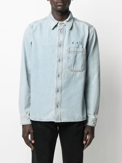 Shop Off-white Arrows Motif Denim Shirt In Blue