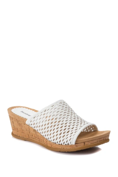 Shop Baretraps Flossy Woven Wedge Sandal In White