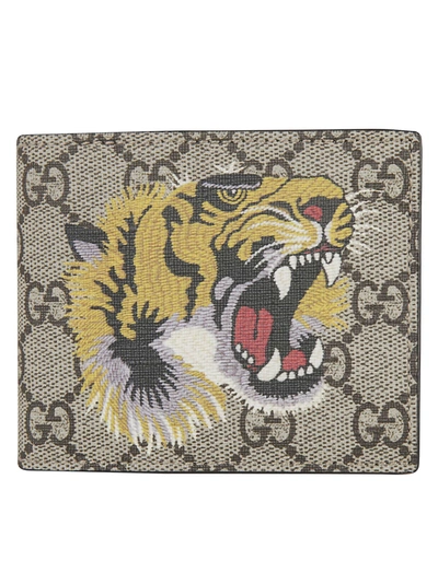 Shop Gucci Tiger Bifold Wallet In Ebony/multicolor