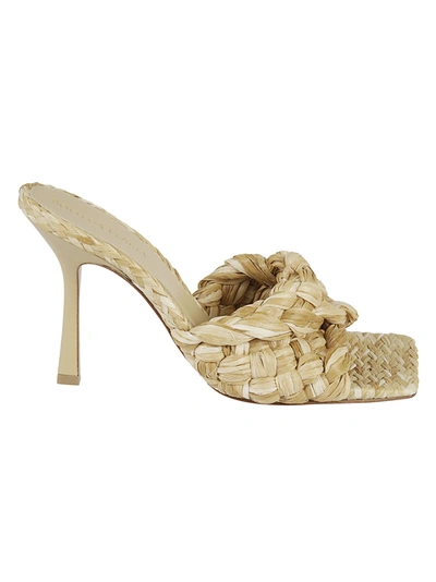 Shop Bottega Veneta Stretch Intreccio Raffia Sandals In Macadamia