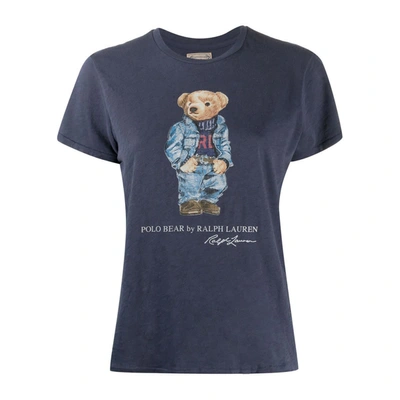 Shop Ralph Lauren T-shirt Denim Bear In Blu
