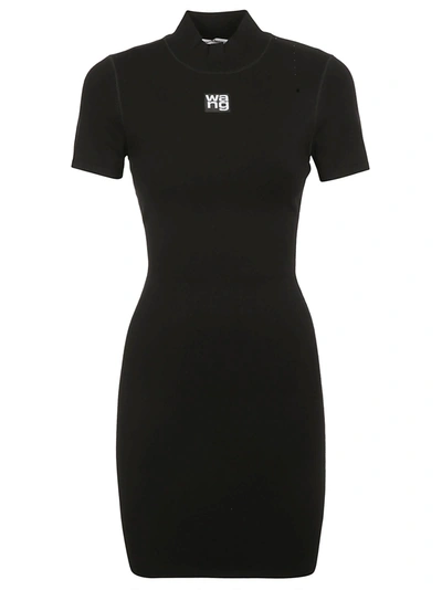 Shop Alexander Wang Bodycon Crewneck Tee Dress In Black