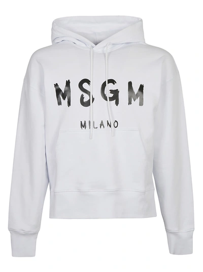 Shop Msgm Milano Logo Hoodie In White