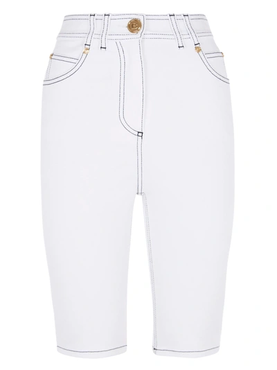 Shop Balmain Cropped Jeans In White