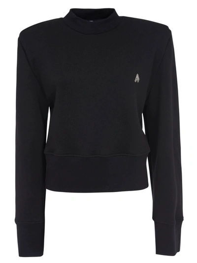 Shop Attico Cropped Length Sweatshirt In Black