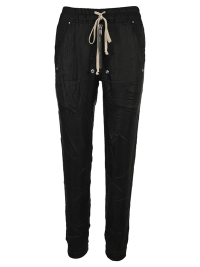 Shop Rick Owens Drawstring Satin Track Pants In Black