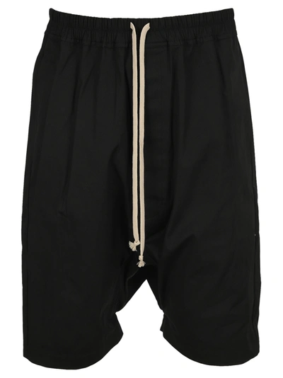 Shop Rick Owens Stretch-cotton Drop-crotch Shorts In Black