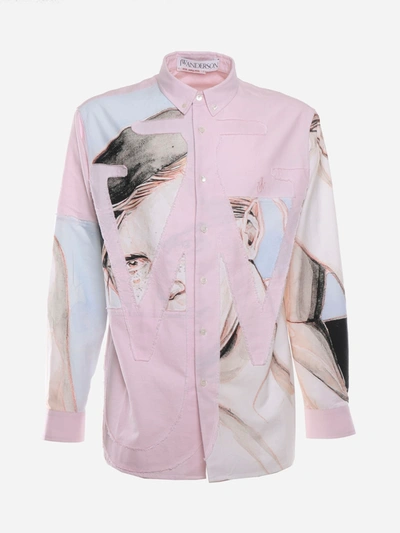 Shop Jw Anderson Anchor Printed Cotton Shirt In Light Pink