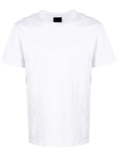 Shop Billionaire Tonal-pattern Short-sleeve T-shirt In White
