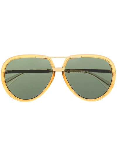 Shop Gucci Logo-engraved Aviator-frame Sunglasses In Gelb