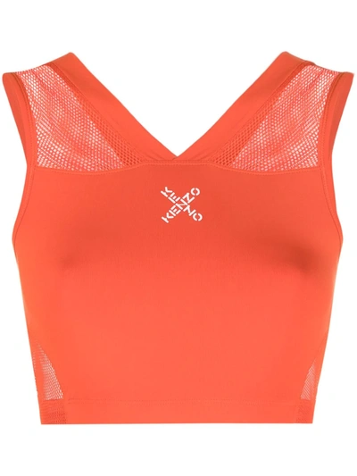 Shop Kenzo Logo-print Sports Bra In Orange