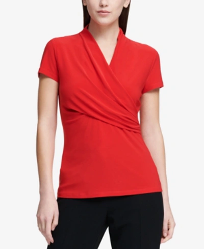 Shop Dkny Petite Draped Surplice Blouse