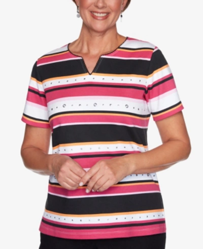 Shop Alfred Dunner Petite Clean Getaway Embellished Striped Top