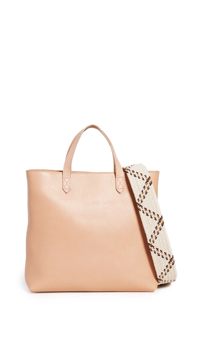 Shop Madewell Small Inset Zip Transport Tote In Desert Sheer Pink Multi