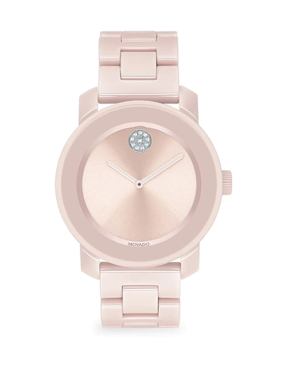 Shop Movado Women's Bold Pink Ceramic Swiss Quartz Bracelet Watch