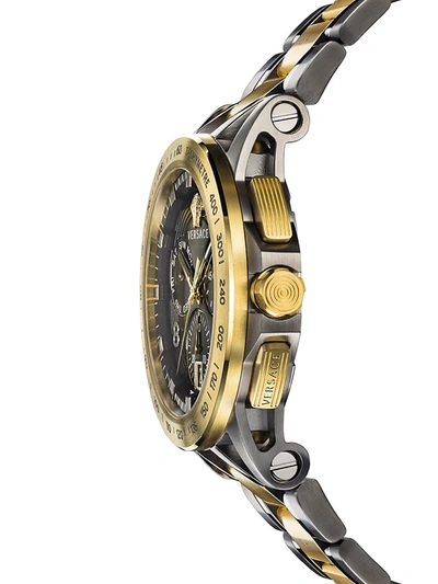 Shop Versace Sport Tech Ip Yellow Goldtone Bracelet Watch In Black