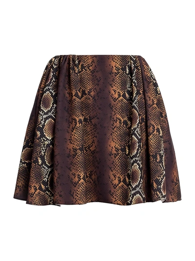 Shop Versace Women's Python-print Mini Skirt In Black Brown