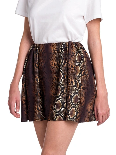 Shop Versace Women's Python-print Mini Skirt In Black Brown