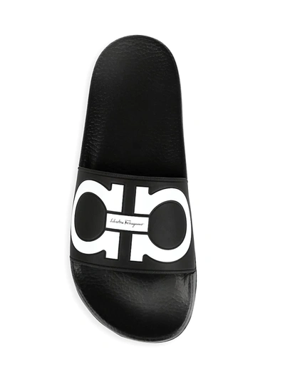 Shop Ferragamo Women's Groove Logo Pool Slides In Nero White