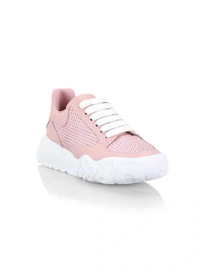 Shop Alexander Mcqueen Court Leather Sneakers In Rose Gold