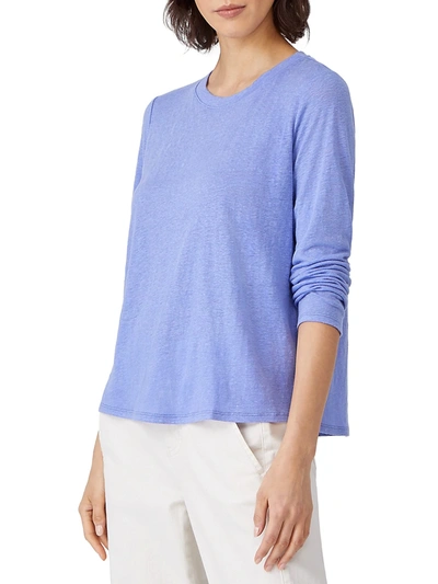 Shop Eileen Fisher Organic Linen T-shirt In Hyrda