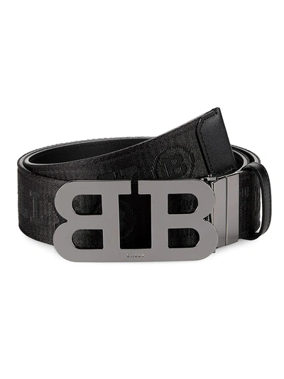 Shop Bally Men's Baly Iconic Buckle Mirror Stripe Belt In Black
