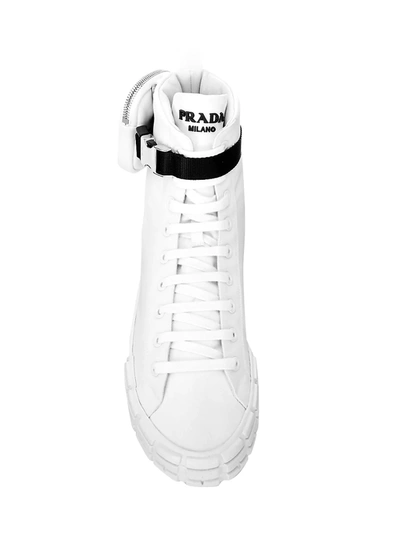 Men's Wheel Re-nylon High-top Sneakers With Zip Pouch In White