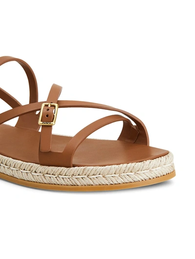 Shop Tod's Leather Espadrille Platform Sandals In Tan