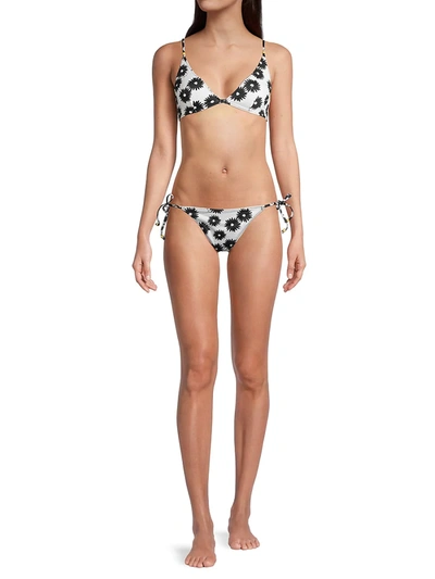 Shop Stella Mccartney Floral-print Tie Side Bikini Bottom In Cream Black