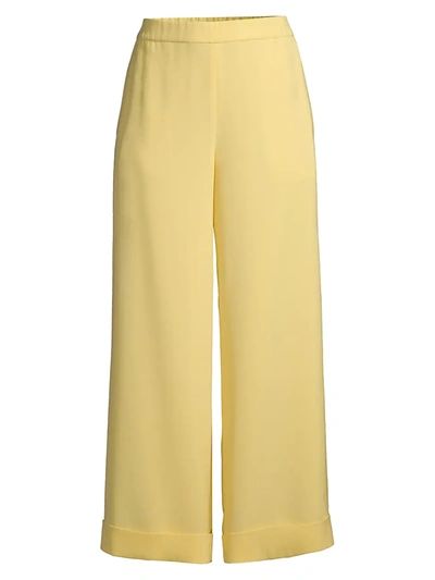 Shop Lafayette 148 Riverside Wide-leg Cropped Pants In Sun Glow