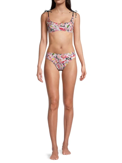 Shop Stella Mccartney Floral High-leg Bikini Bottom In Multicolor Pink