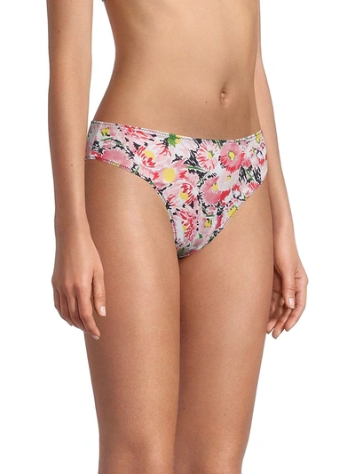 Shop Stella Mccartney Floral High-leg Bikini Bottom In Multicolor Pink