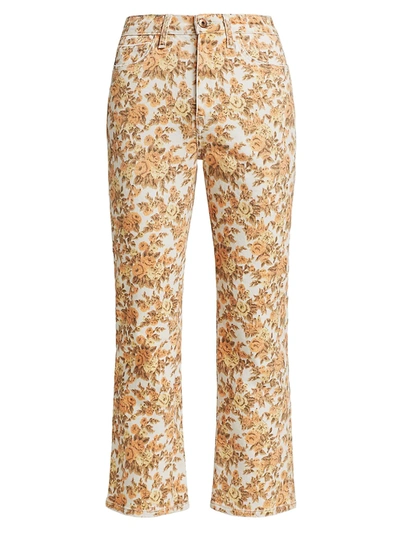 Shop Jonathan Simkhai Standard Women's Tj High-rise Cropped Bootcut Jeans In Floral Print