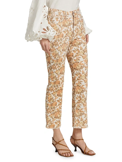 Shop Jonathan Simkhai Standard Women's Tj High-rise Cropped Bootcut Jeans In Floral Print