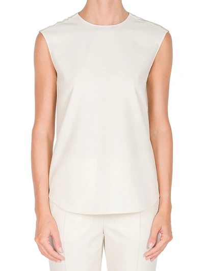 Shop Agnona Eternals Sleeveless Wool Crepe Blouse In Ivory