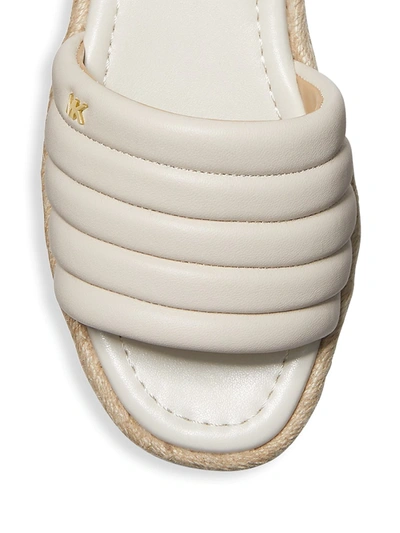 Shop Michael Michael Kors Royce Padded Leather Espadrille Slides In Lt Cream