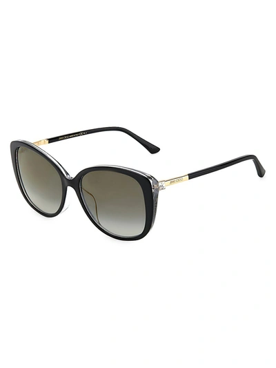 Shop Jimmy Choo Women's Alyf 57mm Cat Eye Sunglasses In Black