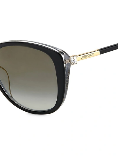 Shop Jimmy Choo Women's Alyf 57mm Cat Eye Sunglasses In Black