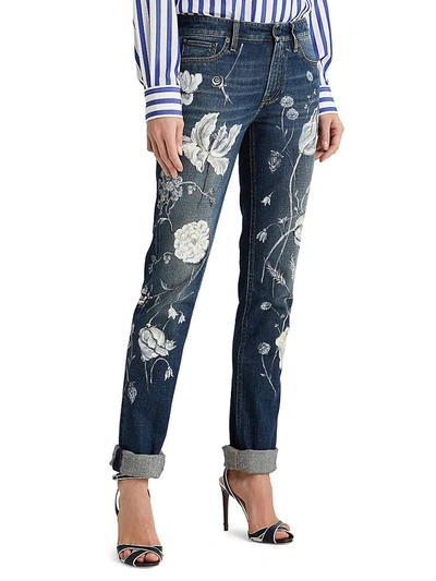 Shop Ralph Lauren Floral 160 Skinny Jeans In Indigo