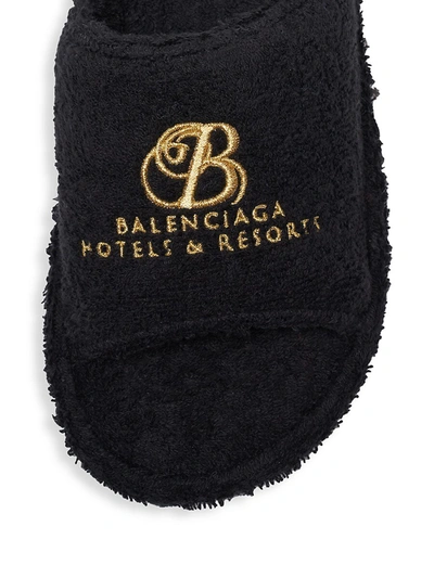 Shop Balenciaga Home Terry Slippers In Black Gold